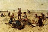 Johannes Evert Akkeringa Children Playing On The Beach painting